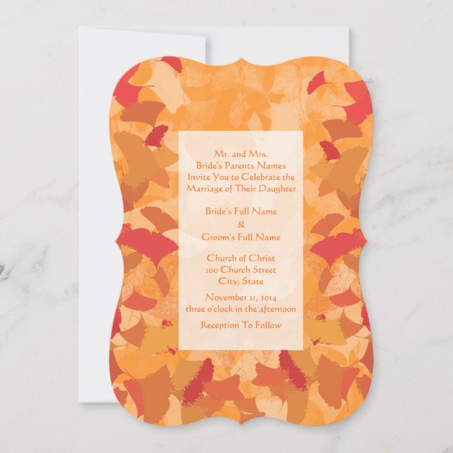 Orange Red Fall Deixa Convite De Casamento (Frente)