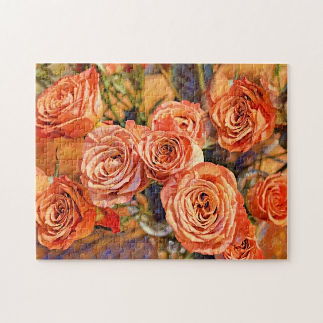 Orange Rose Bouquet Art Quebra-cabeça (Horizontal)