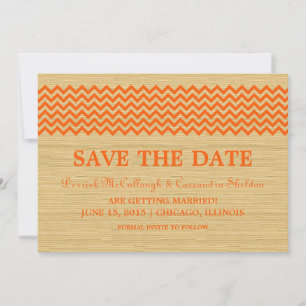 Orange Rustic Chevron Salvar o Convite de Data
