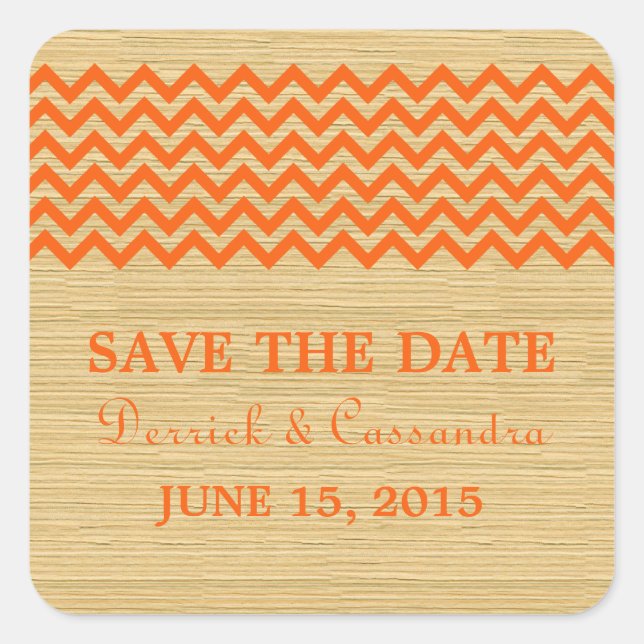 Orange Rustic Chevron Salve os Adesivos de Data (Frente)