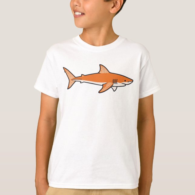 Orange Shark Kids T-Shirt – Fun and Playful Ocean  (Frente)