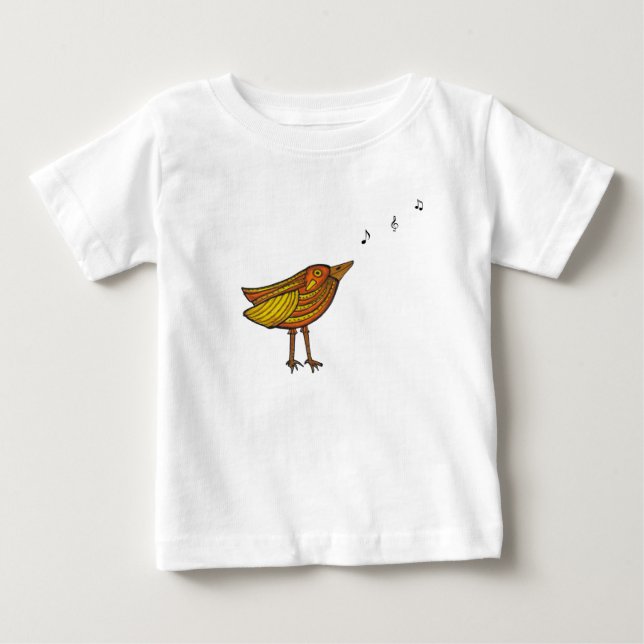 Orange Song Bird & Birdhouse Baby/Toddler T-Shirt (Frente)