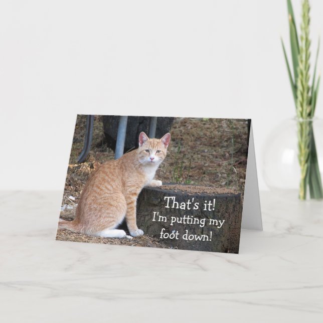 Orange Tabby Colocando Pé Para Baixo Cartão De Ani (Frente)