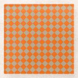 Orange Taupe Checker Diamond Pattern