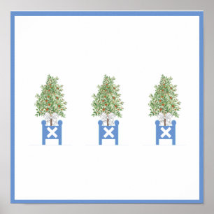 Orange Topiary Blue Plantation Box impressão