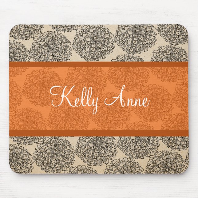 Orange Vintage Zinnia Mousepad (Frente)