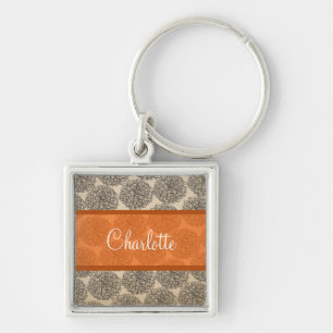 Orange Vintage Zinnia Premium Chaveiro