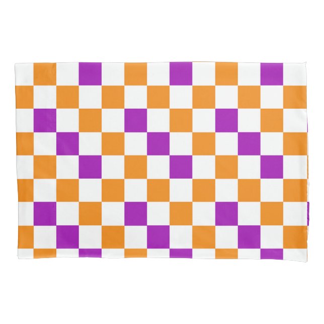 Orange White Purple Checkered Pattern Design  (Frente)