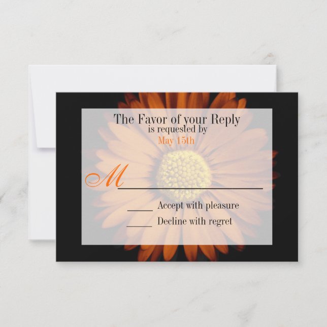 Orange Yellow Gerber Daisy Flower Weding RSVP (Frente)