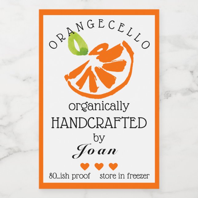 Orangecello De Aquarela Para Rótulo De Frasco Pequ (Rótulo Único)