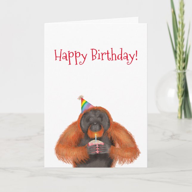 Orangutan com cartão de aniversário (Frente)