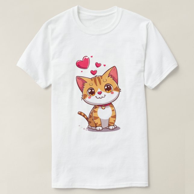Oranhe Cat com Camisa Cardíaca (Frente do Design)