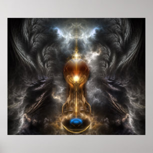 Orb De Poster De Parede De Arte Fractal Leve