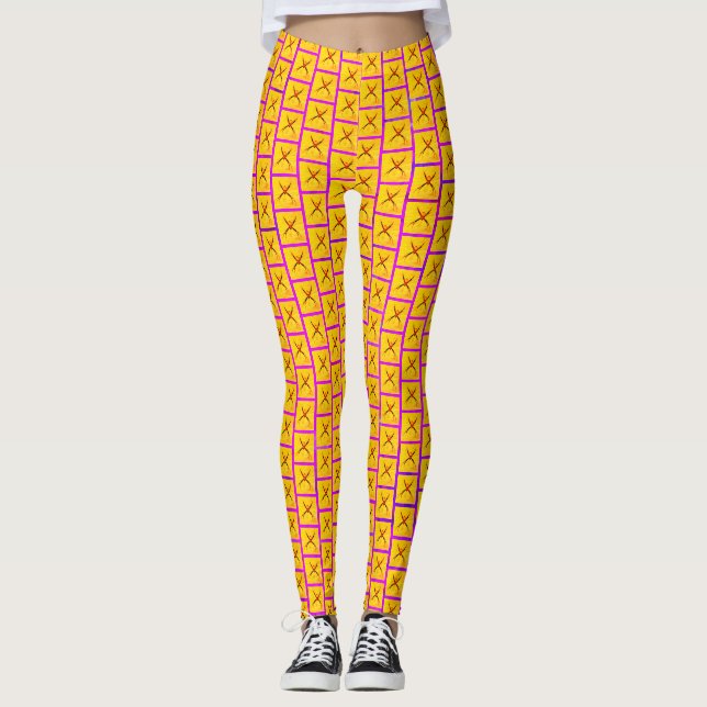 Orb Weaver (Amarelo)/Chorar Aqui Roxo, Leggings (Frente)