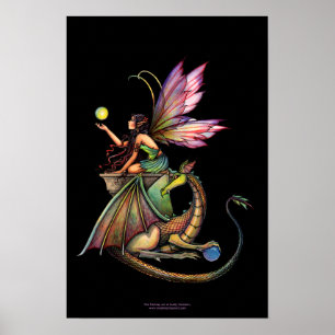 Orbs Gothic Fairy Dragon Poster
