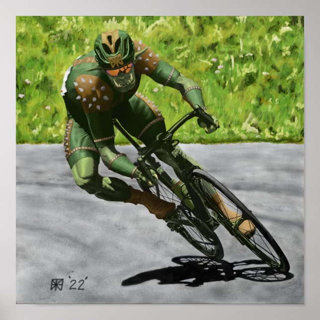 Orc Cyclist Bike Racing Fantasy Art Impressão (Frente)