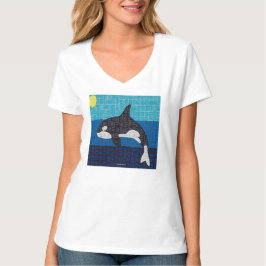 Orca (branca) - Camiseta feminina com decote em V
