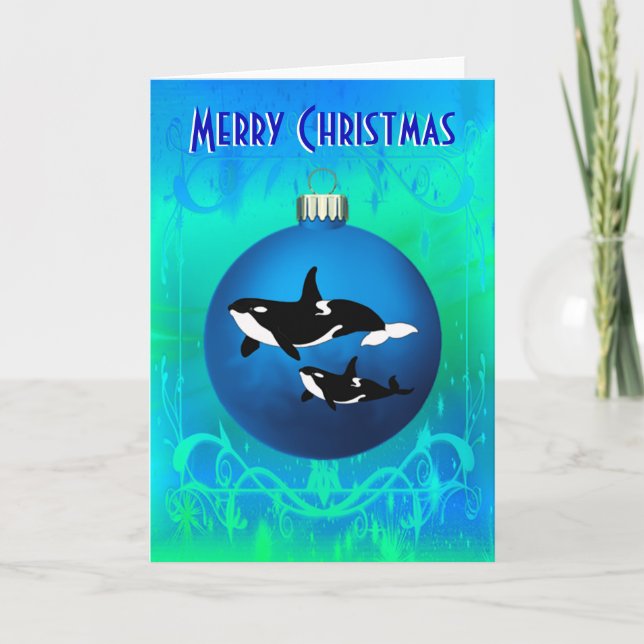 Orca Christmas - Cartão de 7" x 5" (Frente)