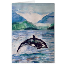 Orca, desenho de aquarela de baleia Cartão postal