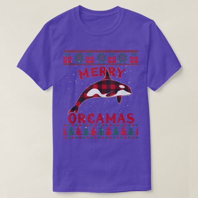 Orca Killer Whales Pajama Camisa Swe de Natal Feio (Frente do Design)