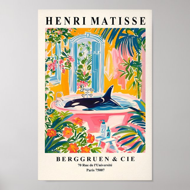 Orca Na Bathtub Art Impressão, Impressão Tropical  (Frente)