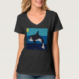 Orca (vívida) - Camiseta Feminina com Decote em V