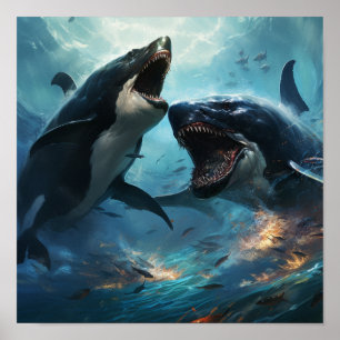 Orca vs Kraken Poster - Batalha épica do oceano G