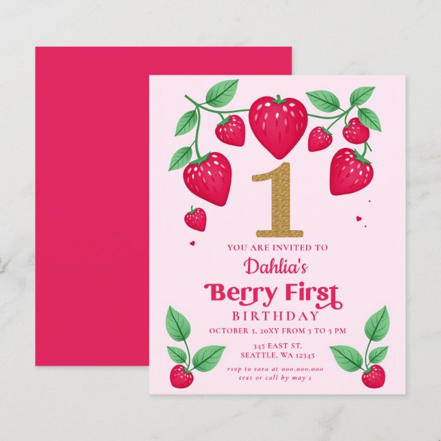 Orçamento 1º Aniversário Convite Berry Primeiro An (Frente/Verso)