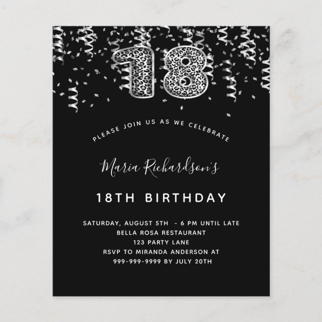 Orçamento 18º aniversário da festa do leopardo neg (Frente)