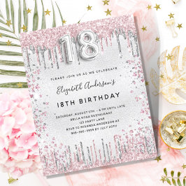 Orçamento 18.º aniversário convite cor-de-prata ro