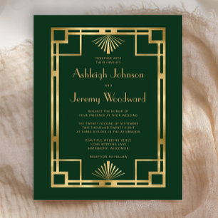 Orçamento 1920 Vintage Deco Verde Dourado Casament