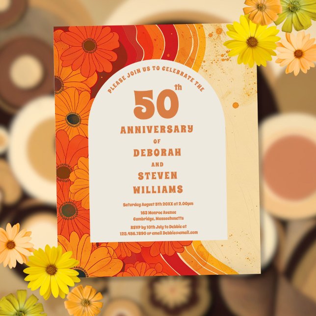 Orçamento 1970, 50º Aniversário de Casamentos (Budget 1970s 50th Wedding Anniversary Invitation)