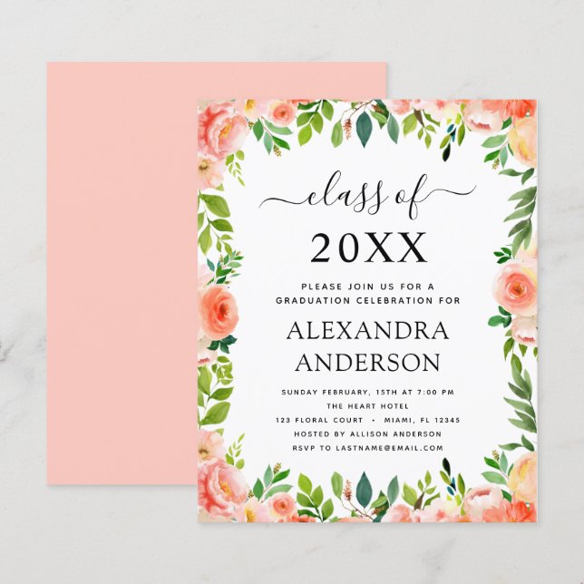 Orçamento 2022 Convite à Graduação de Pêssegos Cor (Frente/Verso)
