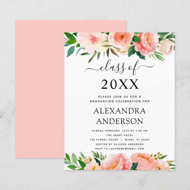Orçamento 2022 Convite à Graduação de Pêssegos Cor (Frente/Verso)