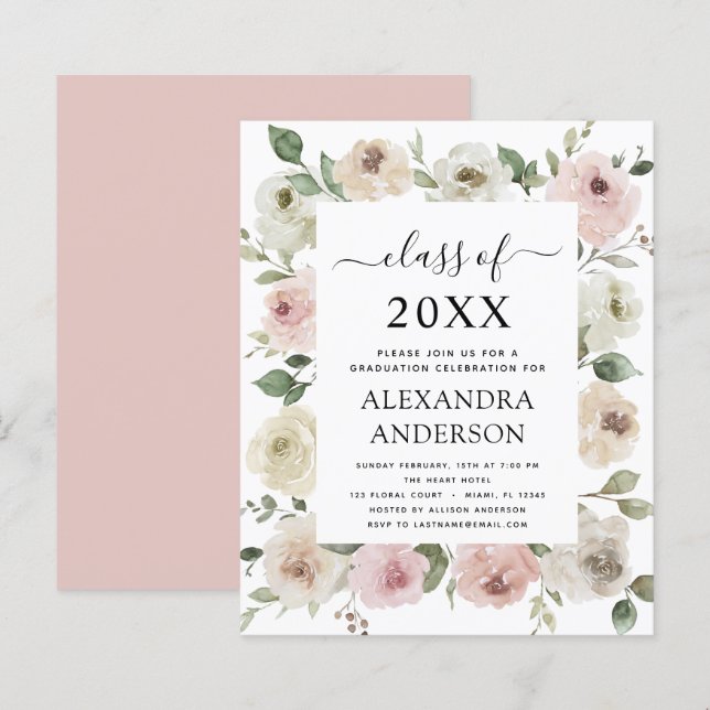 Orçamento 2022 Formatação Rosa-Rosa Dusty Floral (Frente/Verso)