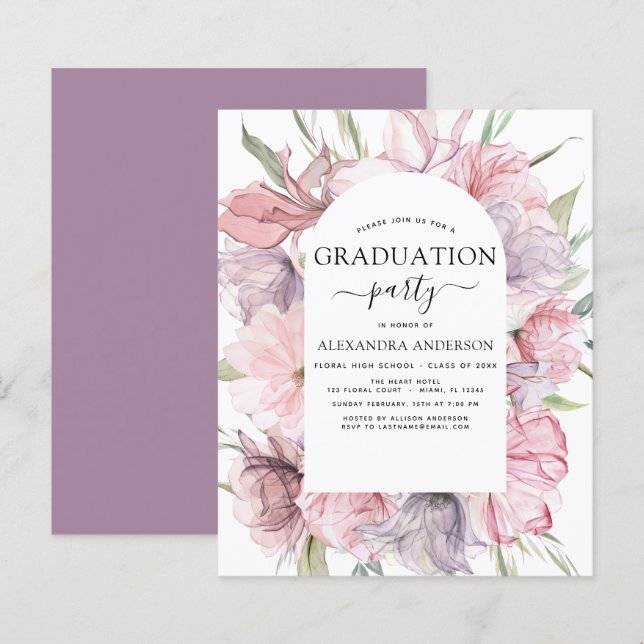 Orçamento 2022 Graduação Boho Dusty Pink Purple (Frente/Verso)