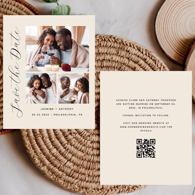 Orçamento 3- Código QR de Beige de Foto Salvar Dat (Criador carregado)