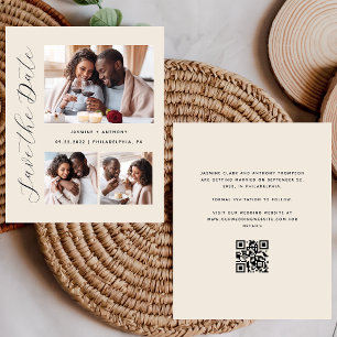 Orçamento 3-Foto Código QR Bege Save the Date