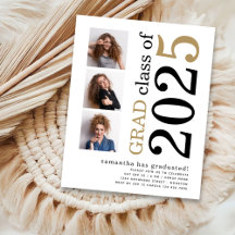 Orçamento 3 Foto Dourada Preta Convite para Gradua