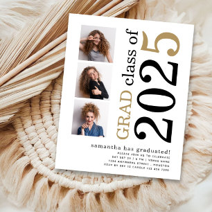 Orçamento 3 Foto Dourada Preta Convite para Gradua