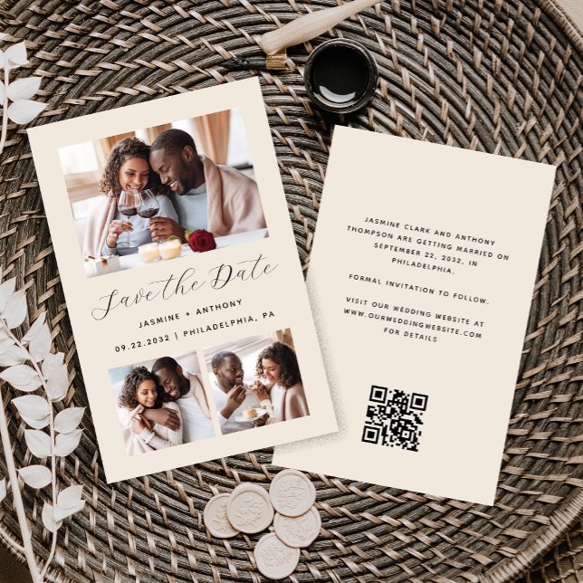 Orçamento 3- Foto QR Código Beige Salvar a Data (Criador carregado)