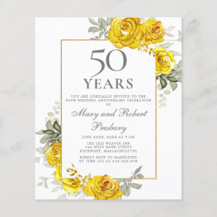 Orçamento 50º Aniversário Convite Floral Amarelo