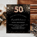 Orçamento 50º aniversário convite para ouro negro<br><div class="desc">Um convite moderno, na moda e glamouroso para a 50ª festa de aniversário. Um fundo preto decorado com falso brilho. O nome é escrito com um moderno ouro escrito com letras no estilo à mão. Personalize e adicione os detalhes da sua festa. O número 50 é escrito com uma fonte...</div>