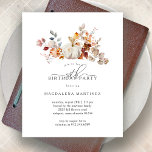 ORÇAMENTO 50º Aniversário Flores de Abóbora de Abó<br><div class="desc">Abóbora branca moderna e elegante e flores de queda design floral. A paleta de aquarelas moles é uma sofisticada mistura de cor-de-rosa macio e ouro amarelo e castanho rico em escuro. A queda deixa à volta da abóbora branca para uma apresentação especial no outono. Perfeito para a sua festa de...</div>