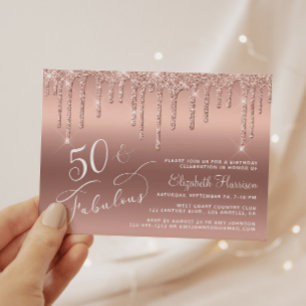 Orçamento 50º Aniversário Glitter Rosa Dourado Con