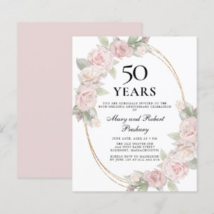 Orçamento 50º Aniversário, Rosa, Convite Floral