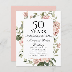 Orçamento 50º Aniversário, Rosa, Convite Floral