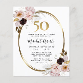 Orçamento 50º Aniversário Rosas e Dourado Festa Co