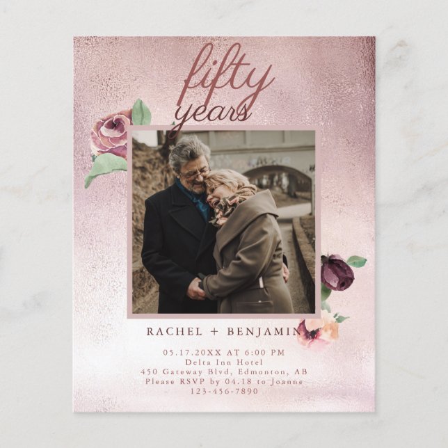 Orçamento 50 anos Rosa de aniversário de casamento (Frente)