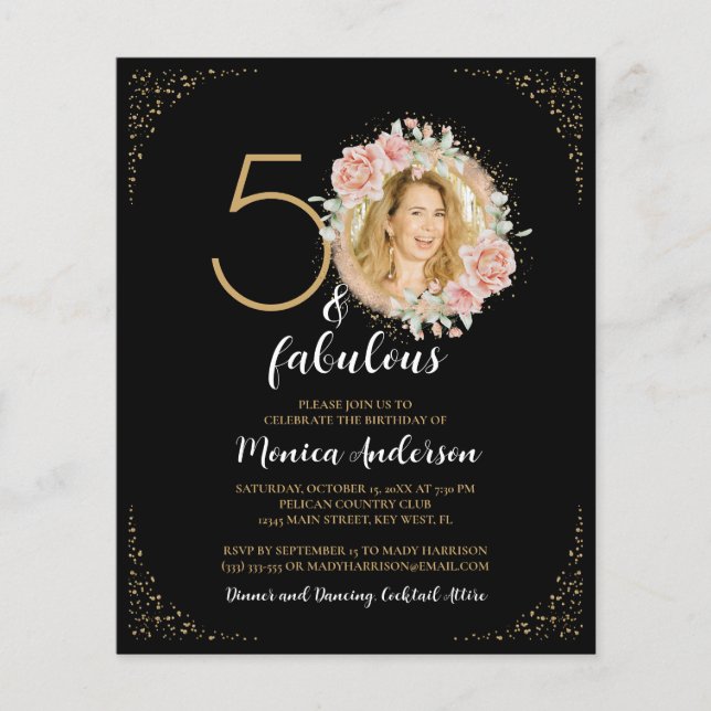 Orçamento 50 e Fabulosa 50º aniversário Foto preta (Frente)